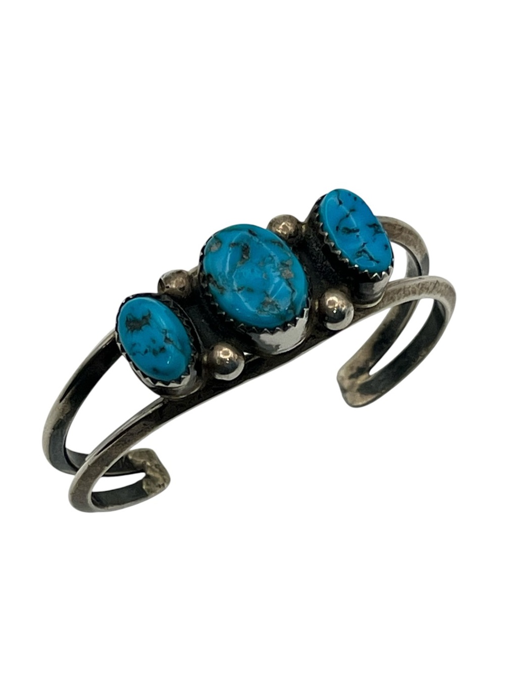 Navajo Native American sterling silver blue stone turquoise CHILD cuff bracelet